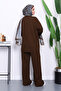 Brown Side Tie Tunic with Trousers Modal Suit - 4