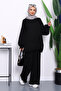 Black Two Thread Oversize Pants Suit - 2