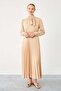 Latte Pleated Satin Skirt - 3