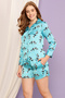 Fox Print Button Down Shirt & Shorts Set in Sky Blue – Satin - 2