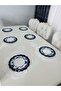 12 Pieces First Quality Linen Bloom Flower Pattern Embroidered American Serviette and Presentation Napkin. - 2