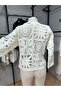 Women's Perforated Patterned Buttoned Blouse - 8