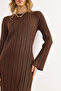 Women's Brown Spanish Sleeve Belted Maxi Knit Dress Elb-19002546 - 5