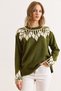 Women's Oil Green Collar Cuff Detailed Knitwear Sweater Kzk-19001023 - 4