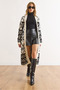 Women's Ecru Black Ethnic Pattern Soft Textured Long Knit Cardigan Hrk-19000421 - 5
