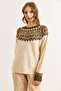 Women's Ecru Collar Detailed Soft Textured Knit Sweater Kzk-19001021 - 6