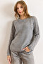Women's Gray Openwork Detailed Knitwear Blouse Blz-19003090 - 5