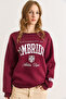 Women's Burgundy Cambridge Printed Embossed Thick Sweatshirt Swt-19000758