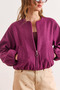 Women's Purple Pocket Lined Crew Neck Crop Cashmere Jacket Ckt-19000485 - 4