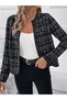 Women's Open Front Woven Detailed Chanel Jacket