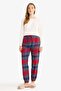 New Year's Themed Elastic Waist Plaid Patterned Flannel Pajama Bottoms-Fall in Love (25 Wn)