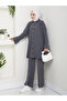 Oversize Ribbed Steel Knit Detailed Cardigan Pants Knitwear Set - 2