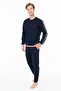 Men's Crew Neck Long Sleeve Pajama Set S26931 Band-Style Legs Comfortable Fabric - 3