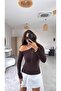 Brown Imported Modal Fabric Off-The-Shoulder Blouse - 3