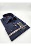 Slimfit Navy Blue Men's Shirt Cotton Polyester with a Slim Fit Structure As09K506A-4010 - 4
