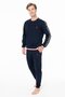Men's Crew Neck Long Sleeve Pajama Set S26931 Band-Style Legs Comfortable Fabric