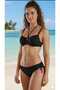 Bone Bikini Toparlayıcı Underwire Chest Rope Detailed Black Bikini Set - 2