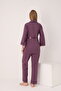 Front Tie-Detail Wide Collar Maternity and Postpartum Pajama Set - 3