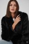 Women's Black Belt Detailed Lined Plush Fur Coat Hzl25W-Bd191561 - 3