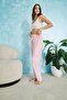 Pink and White Striped Winter Pajama Bottoms - 4