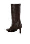 Women Woven Faux Leather Boots in Chocolate - 3