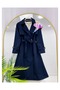 Wind Flap Double-Breasted Long Trench Coat [ unlined, 110 cm mid]