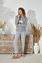 Women's Grey Color Pauntieli Long Sleeve Printed Crew Neck Pajama Set C0T8N051 - 3