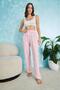 Pink and White Striped Winter Pajama Bottoms - 6