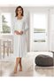 Women's Ecru Special Design Square Neck Long Sleeve Maternity Nightgown - 4
