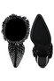 Women Diamante & Rhinestones Denim Boots in Black - 5