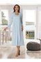 Women's Blue Special Design Square Neck Long Sleeve Maternity Nightgown - 4