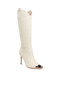 Women Metallic Cap Toe Denim Boots in Beige - 2