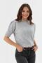 Short Balloon Sleeve Knit Blouse Gray - 3