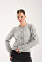 Gray Color Bib Cardigan with Pockets - 3