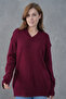 Burgundy Knitwear Fabric V-Neck Long Oversize Sweater 4093 - 7