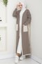 Stripe Detailed Knitwear Cardigan 1604 - Brown