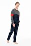 Men's Crew Neck Long Sleeve Pajama Set S26930 with Pocket - 2