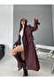 Women's Lined Premium Leather Trench Coat with Epaulettes and Cape - 4
