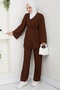 İlgen Ruffled Double Set 1610 - Brown - 6