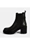 Women's Black Metal Buckle Detailed Heeled Boots - 3