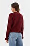 Ruffle Detailed Cardigan Bordo - 5
