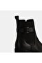 Women's Black Metal Buckle Detailed Heeled Boots - 6