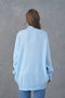 Baby Blue Knitwear Fabric V-Neck Long Oversize Sweater 4093 - 3