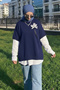 Ribbed Oversize Knit Sweater H25304 Navy Blue