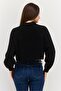 Women Crew Neck Knitted Sweater, Black - 4