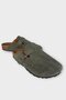 Unisex Buckle Detailed Cork Anatomical Sole Slippers Khaki - 2