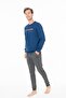 Men's Crew Neck Long Sleeve Pajama Set S26928 Banded Legs Comfortable Fabric with Pockets - 5