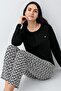 Buttoned Collar Modal Cotton Long Sleeve Women's Plus Size Pajama Set - 4