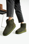 Khaki Suede Fur Lined Winter Women's Boots – Suede Long Boots, Women's Winter Shoes, Fur Lined Women's Boots - 2
