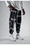 Unisex Jacquard Plaid Patterned Jogger Pants - 3